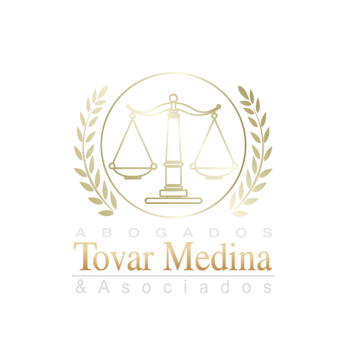 Logo Abogados Tovar Medina & Asociados - Balanza de justicia con laureles dorados